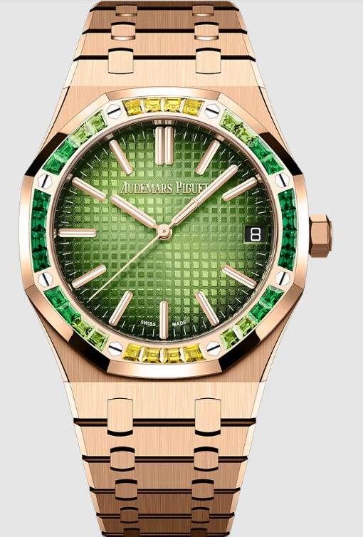 Review 15510OR.YY.1320OR.01 Audemars Piguet Royal Oak Selfwinding 41 Pink Gold - Sapphire & Tsavorite Green replica watch
